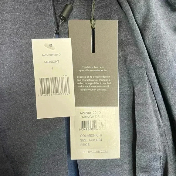 NWT - ACLER Paringa Satin Blouson Balloon Sleeve Size 4 Midnight - Navy Blue - Picture 13 of 15